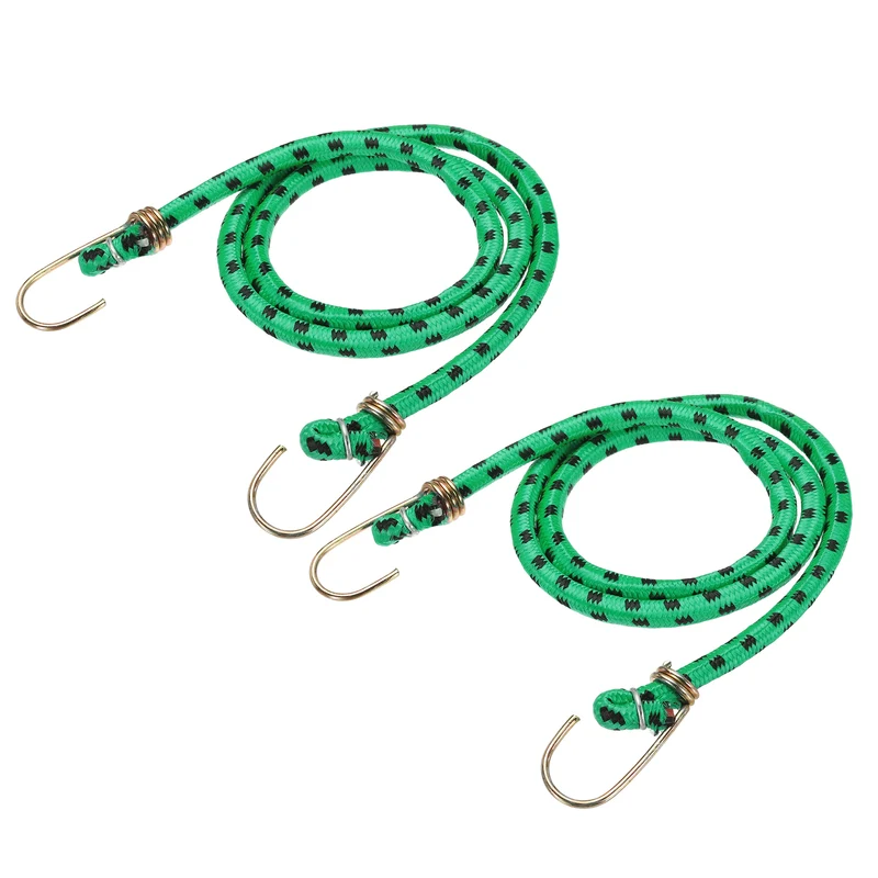 2Pcs 6.6ft Marine Grade Bungee Cord with Hooks Elastic Straps, Green
