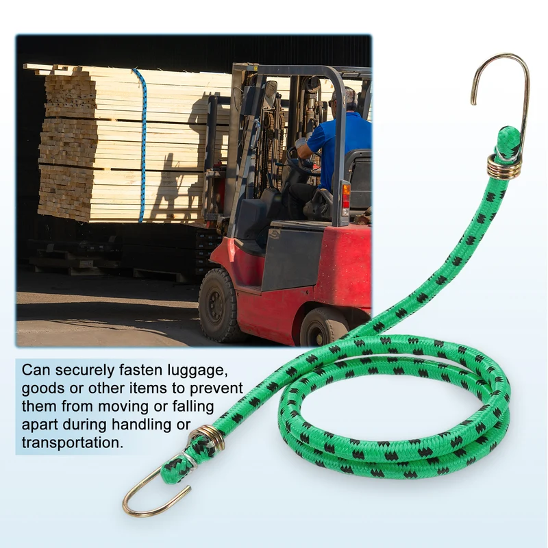 2Pcs 6.6ft Marine Grade Bungee Cord with Hooks Elastic Straps, Green