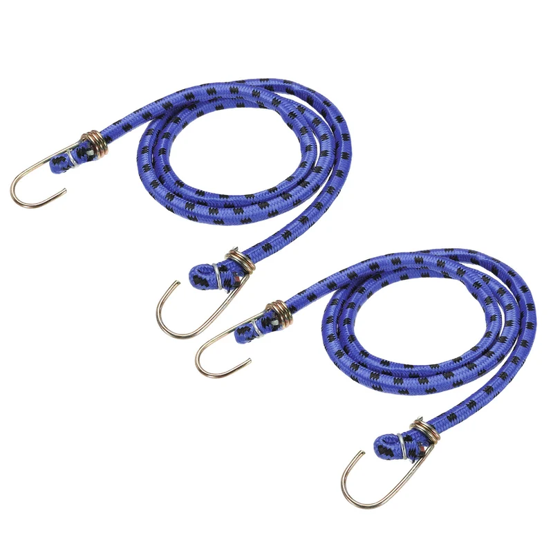 2Pcs 6.6ft Marine Grade Bungee Cord with Hooks Elastic Straps, Blue