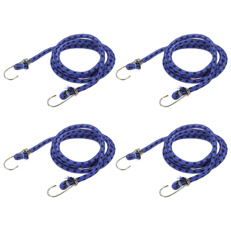 4Pcs 4.9ft Marine Grade Bungee Cord with Hooks Elastic Straps, Blue