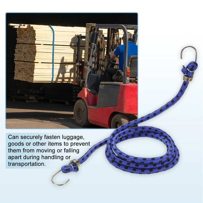 4Pcs 4.9ft Marine Grade Bungee Cord with Hooks Elastic Straps, Blue