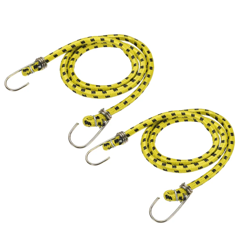 2Pcs 6.6ft Marine Grade Bungee Cord with Hooks Elastic Straps, Yellow