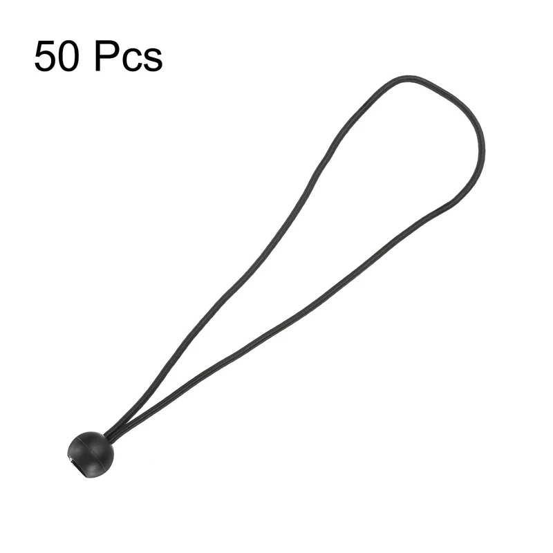 50Pcs Ball Bungee Cords 12" Heavy Duty Bungee Cord Balls for Tent Holding, Black
