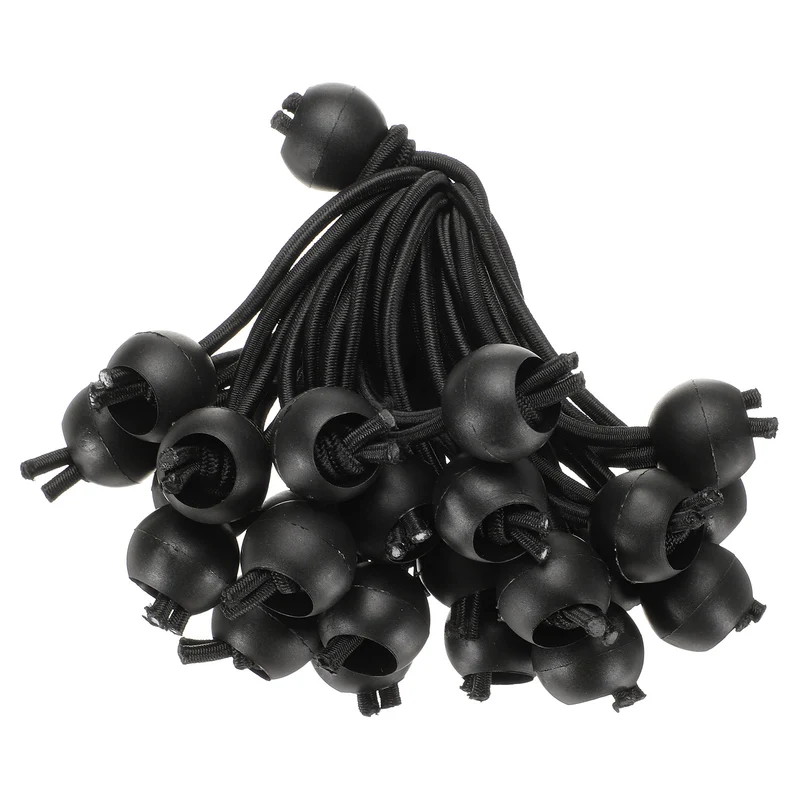 50Pcs Ball Bungee Cords 4" Heavy Duty Bungee Cord Balls for Tent Holding, Black