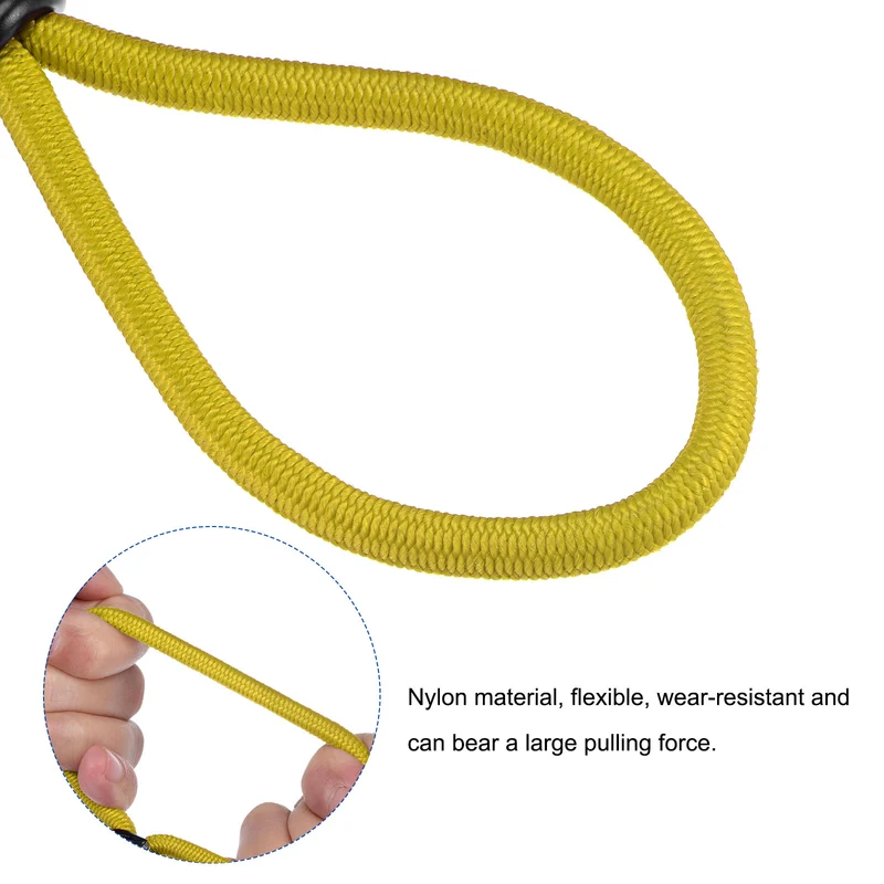 Elastic Cords with Hook 6 Inch Tarp Straps Ropes Fixed for Outdoor Camping Tent Canopy Awnings Cover, Yellow Pack of 5