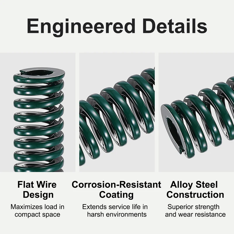 4Pcs Green Compression Spring 3/8" OD 1.25 Length, Alloy Steel Flat Wire