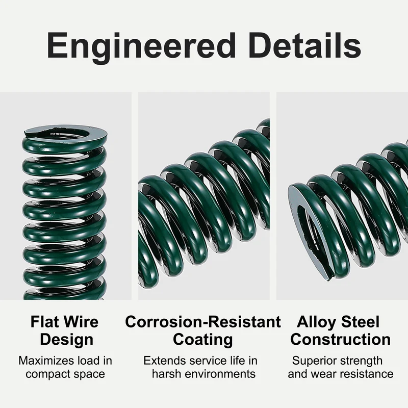 4Pcs Green Compression Spring 1/2" OD 2 Length, Alloy Steel Flat Wire