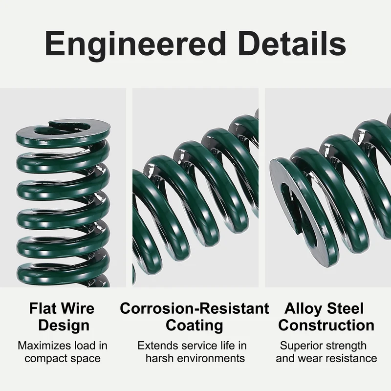 4Pcs Green Compression Spring 1/2" OD 1 Length, Alloy Steel Flat Wire