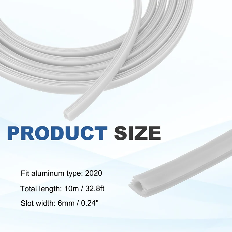 10m / 32.8ft Grey 6mm 2020 Aluminum T Slot Soft Cover Seal Pack of 1