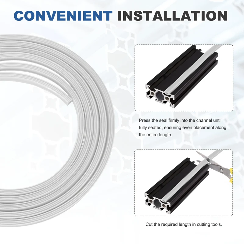 10m / 32.8ft Grey 6mm 2020 Aluminum T Slot Soft Cover Seal Pack of 1