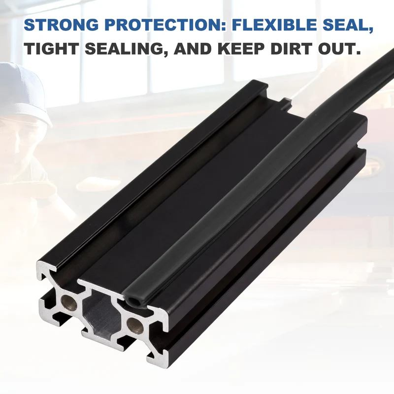 10m / 32.8ft Black 6mm 2020 Aluminum T Slot Soft Cover Seal Pack of 1