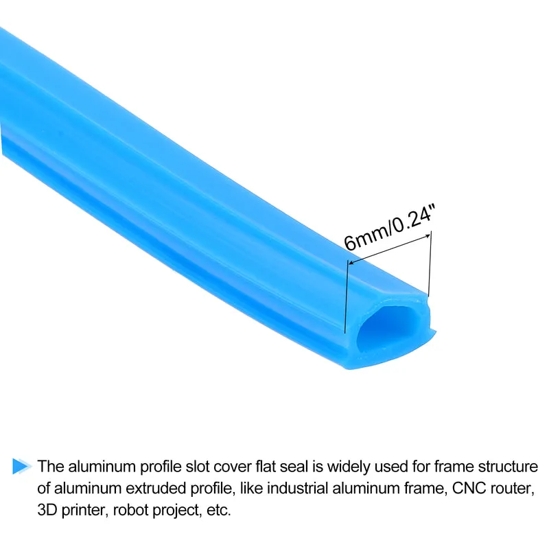 Aluminum Profile Slot Cover Flat Seal Blue 10m 6mm 2020 Series 1Pcs