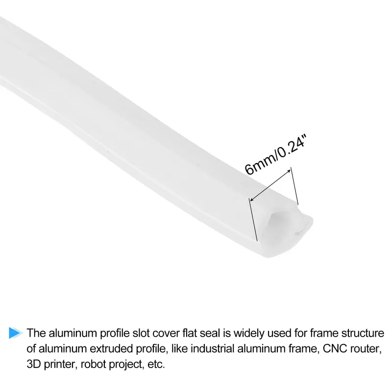 Aluminum Profile Slot Cover Flat Seal White 10m 6mm 2020 Series 1Pcs
