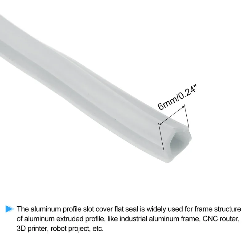 Aluminum Profile Slot Cover Flat Seal Silver 10m 6mm 2020 Series 1Pcs