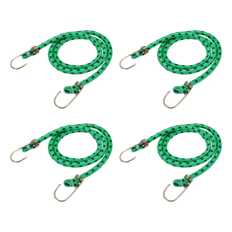 4Pcs 6.6ft Marine Grade Bungee Cord with Hooks Elastic Straps, Green