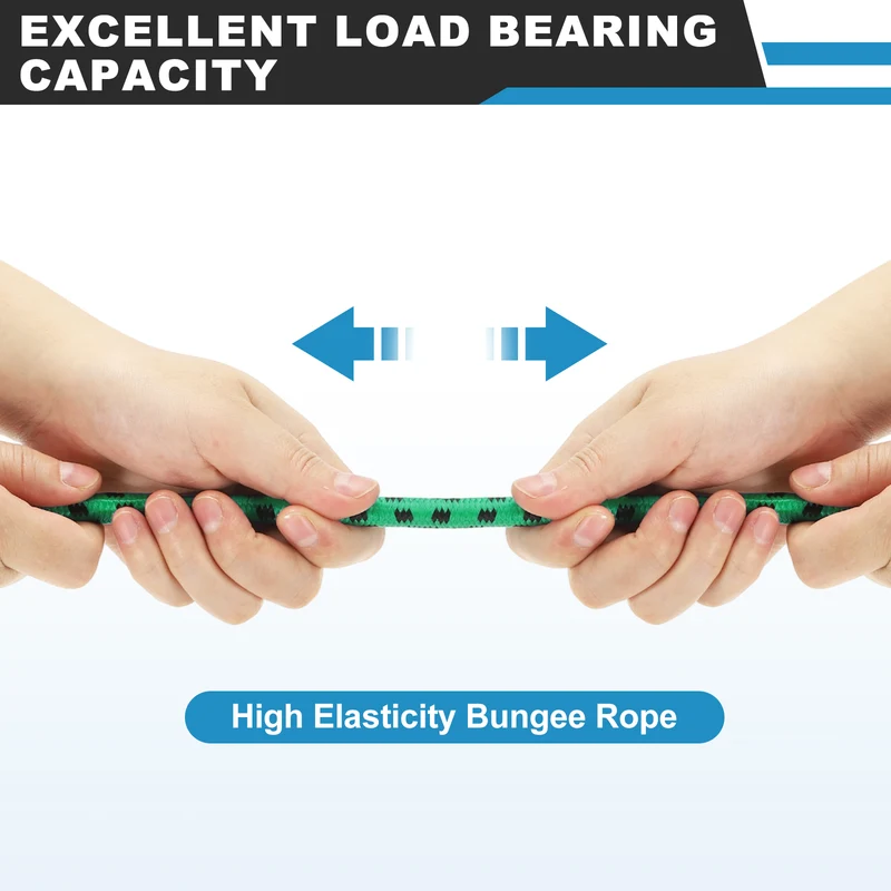 4Pcs 6.6ft Marine Grade Bungee Cord with Hooks Elastic Straps, Green