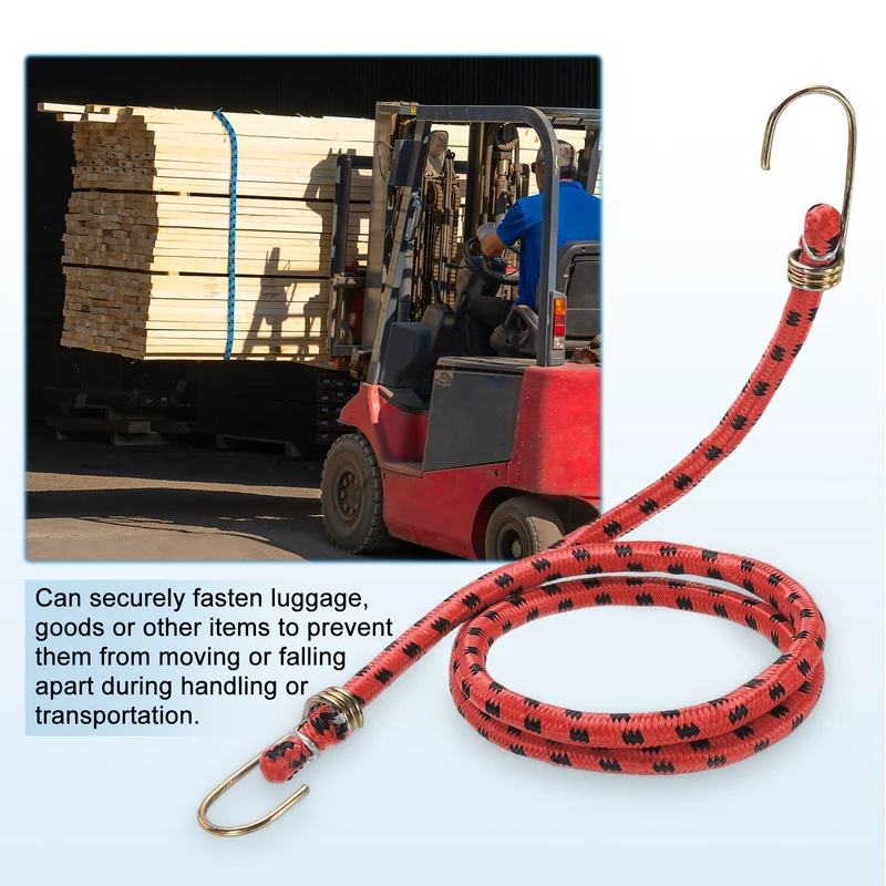 4Pcs 6.6ft Marine Grade Bungee Cord with Hooks Elastic Straps, Red