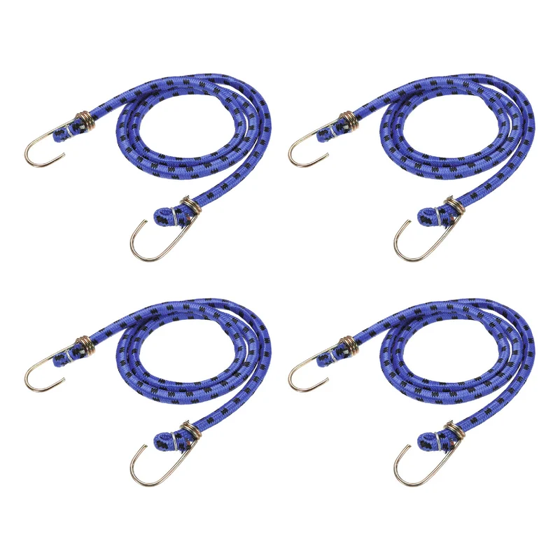 4Pcs 6.6ft Marine Grade Bungee Cord with Hooks Elastic Straps, Blue