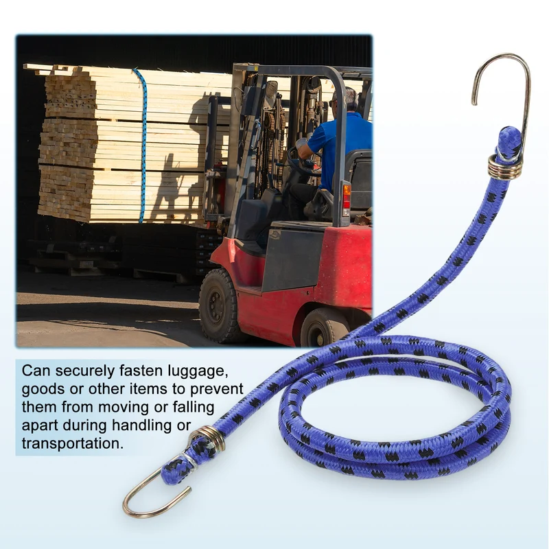 4Pcs 6.6ft Marine Grade Bungee Cord with Hooks Elastic Straps, Blue