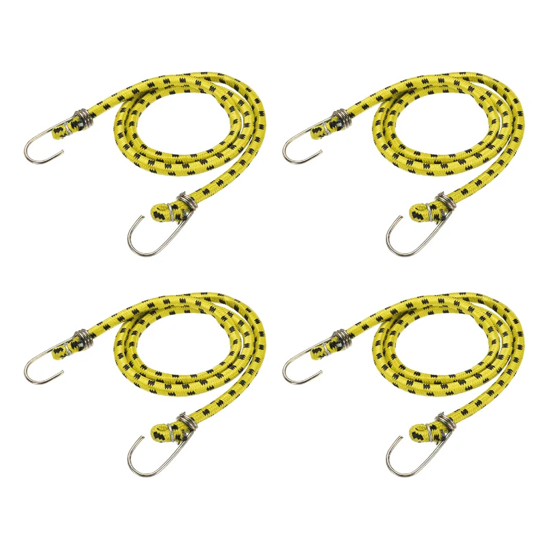 4Pcs 6.6ft Marine Grade Bungee Cord with Hooks Elastic Straps, Yellow