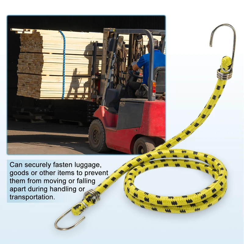 4Pcs 6.6ft Marine Grade Bungee Cord with Hooks Elastic Straps, Yellow
