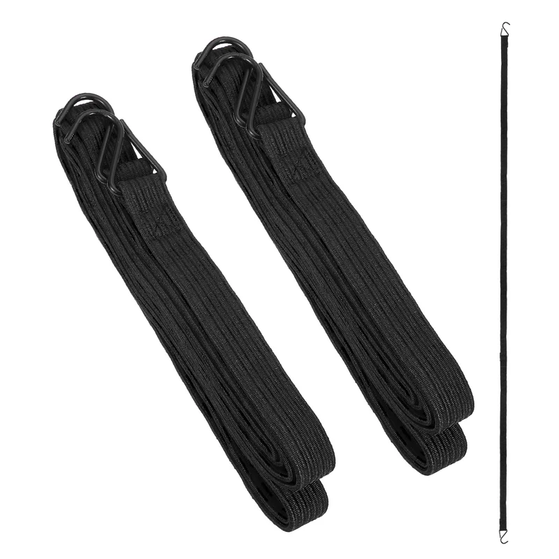 2Pcs Adjustable Bungee Cords with Hook 118" Elastic Bungee Straps, Black