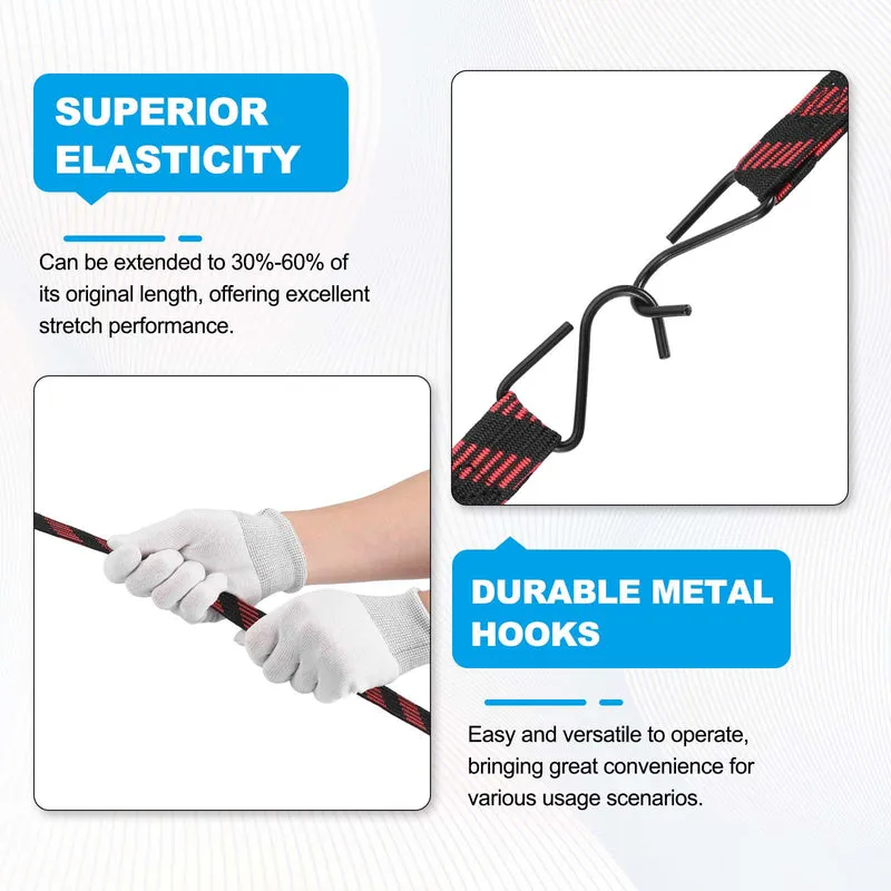 2Pcs Adjustable Bungee Cords with Hook 118" Elastic Bungee Straps, Black