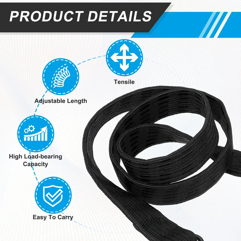 2Pcs Adjustable Bungee Cords with Hook 79" Elastic Bungee Straps, Black