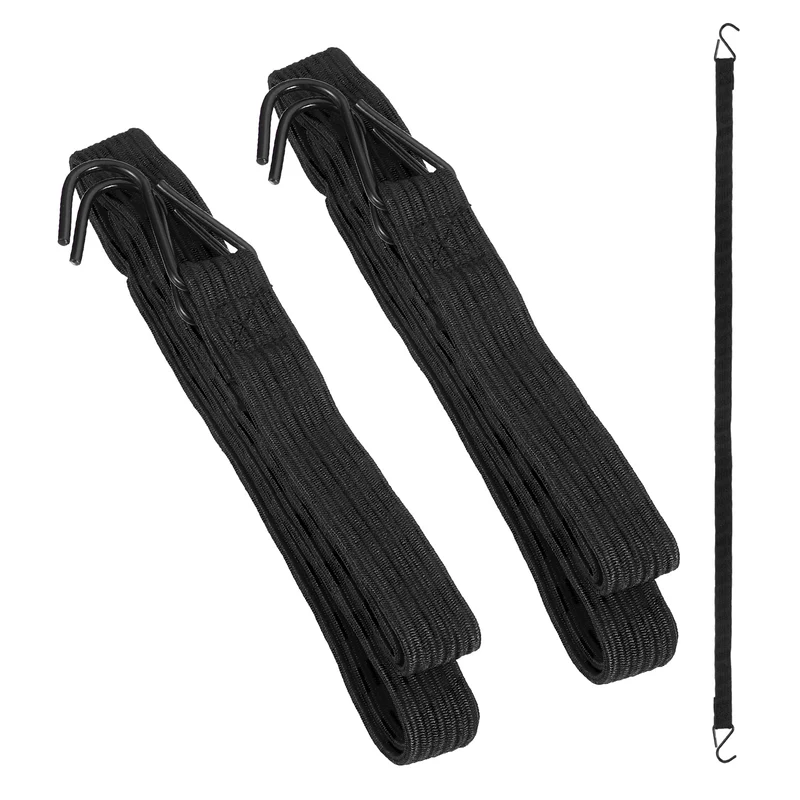 2Pcs Adjustable Bungee Cords with Hook 67" Elastic Bungee Straps, Black