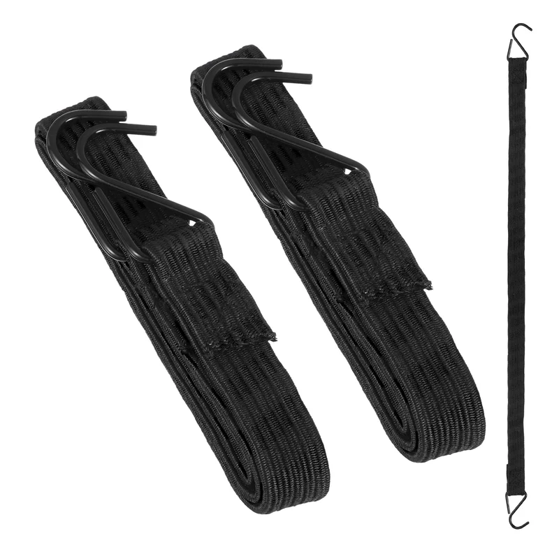 2Pcs Adjustable Bungee Cords with Hook 39" Elastic Bungee Straps, Black