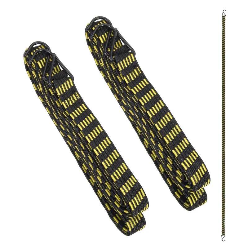 2Pcs Adjustable Bungee Cords with Hook 118" Elastic Bungee Straps, Yellow