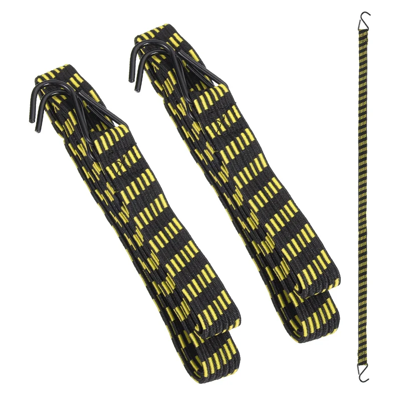 2Pcs Adjustable Bungee Cords with Hook 67" Elastic Bungee Straps, Yellow
