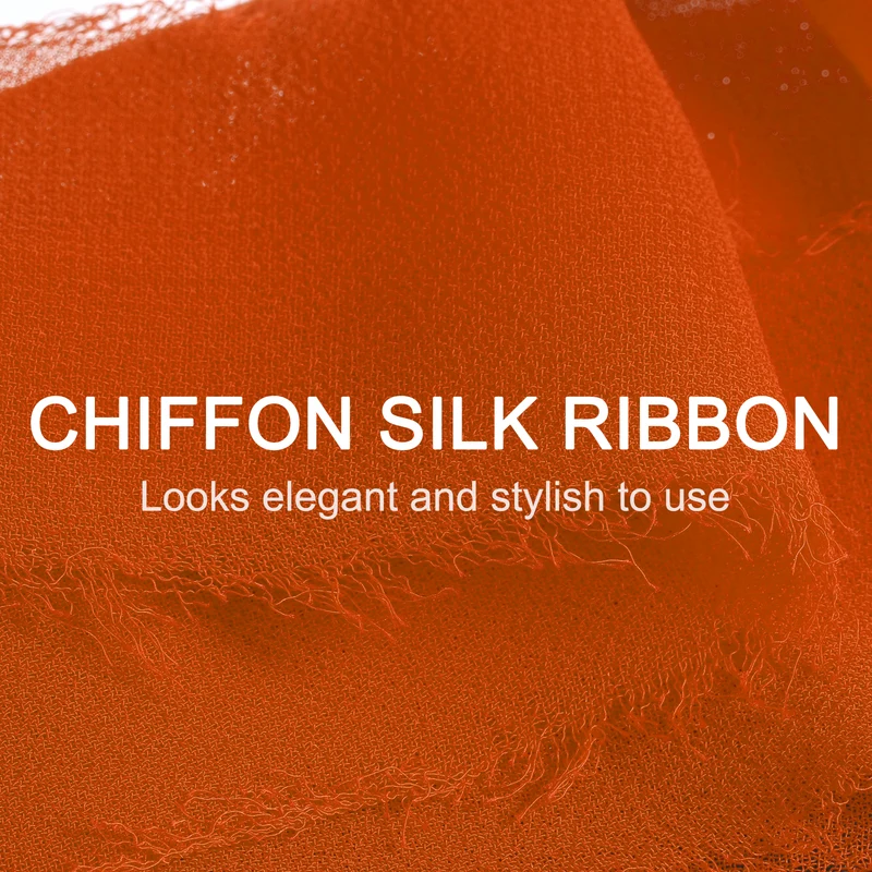 3 Rolls 1.5"x7Yd Chiffon Ribbon Handmade Fringe Chiffon Silk Ribbon Terracotta