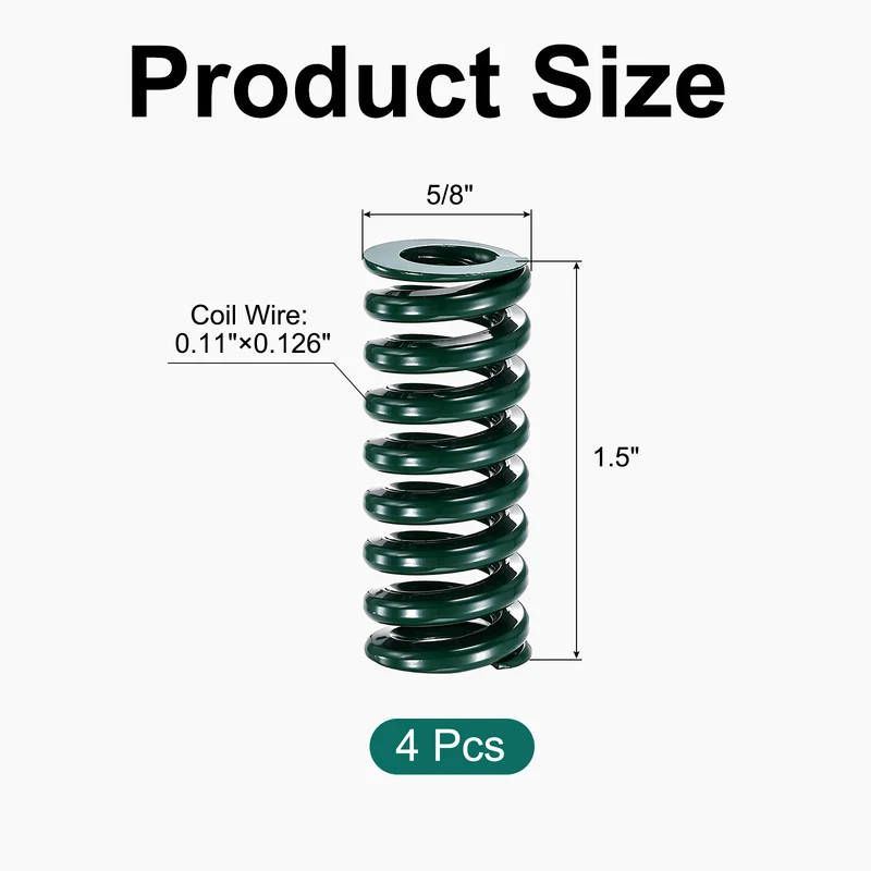 4Pcs Green Compression Spring 5/8" OD 1.5 Length, Alloy Steel Flat Wire