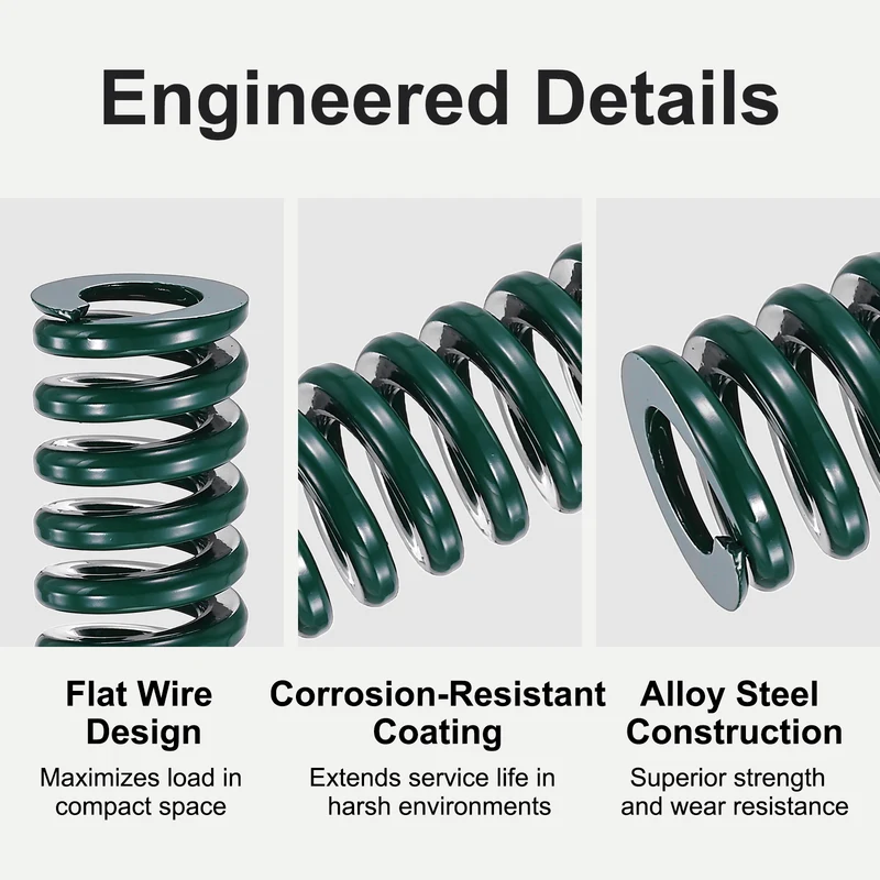 4Pcs Green Compression Spring 5/8" OD 1.25 Length, Alloy Steel Flat Wire