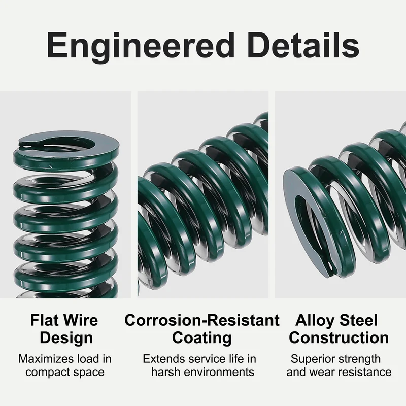 4Pcs Green Compression Spring 3/4" OD 3 Length, Alloy Steel Flat Wire