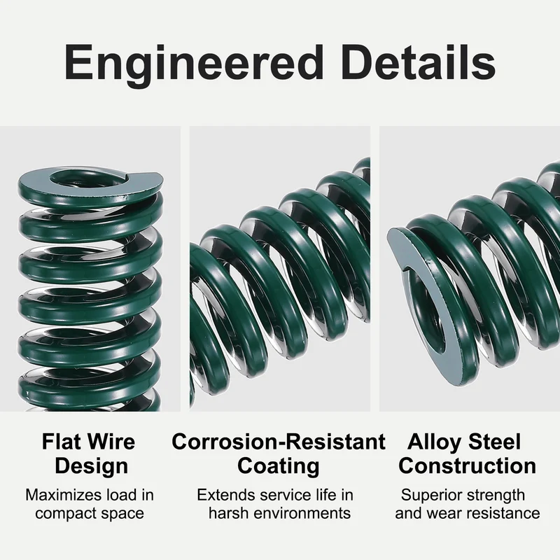 4Pcs Green Compression Spring 3/4" OD 1.5 Length, Alloy Steel Flat Wire