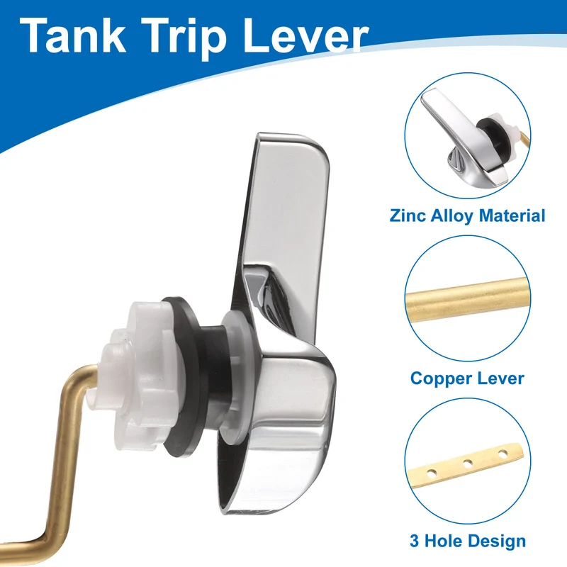 2Set Side Mount Universal Toilet Handle Replacement, 113 Silver