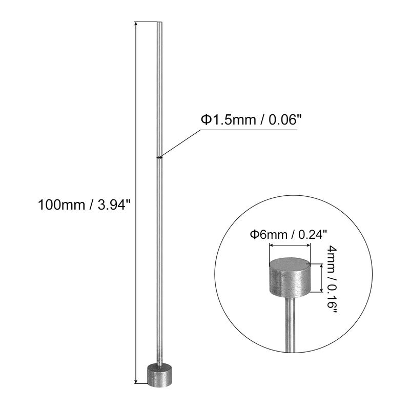 Straight Ejector Pins, 1.5mm Dia 65Mn Steel Round Tip Punch 100 Long 20Pcs