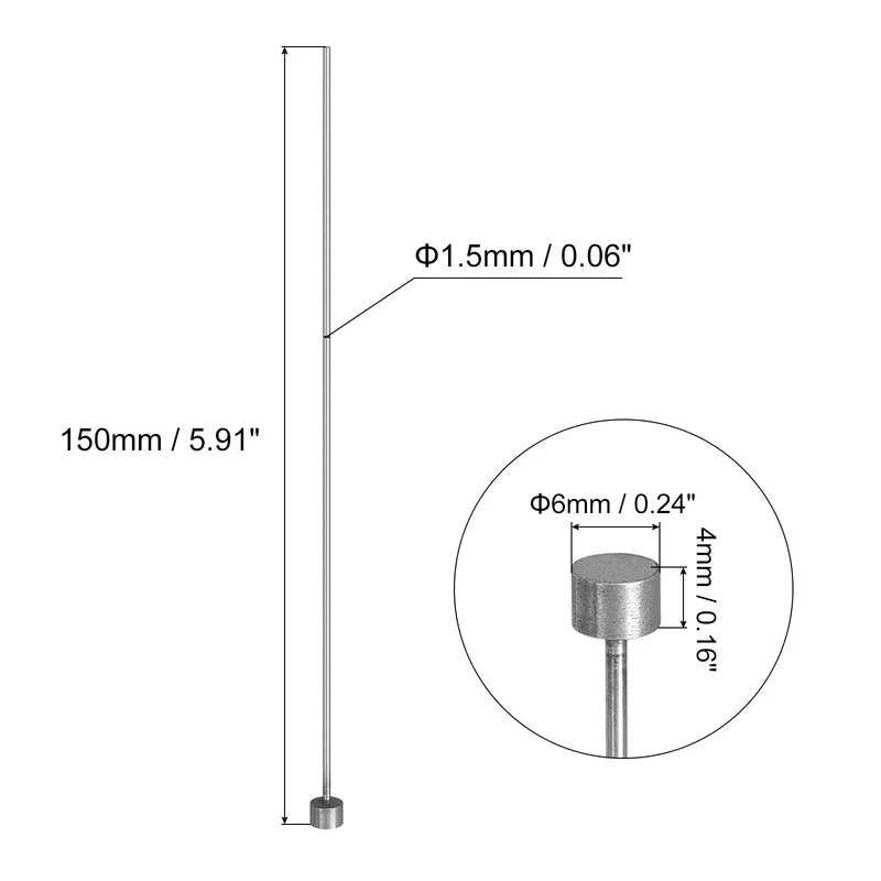 Straight Ejector Pins, 1.5mm Dia 65Mn Steel Round Tip Punch 150 Long 4Pcs