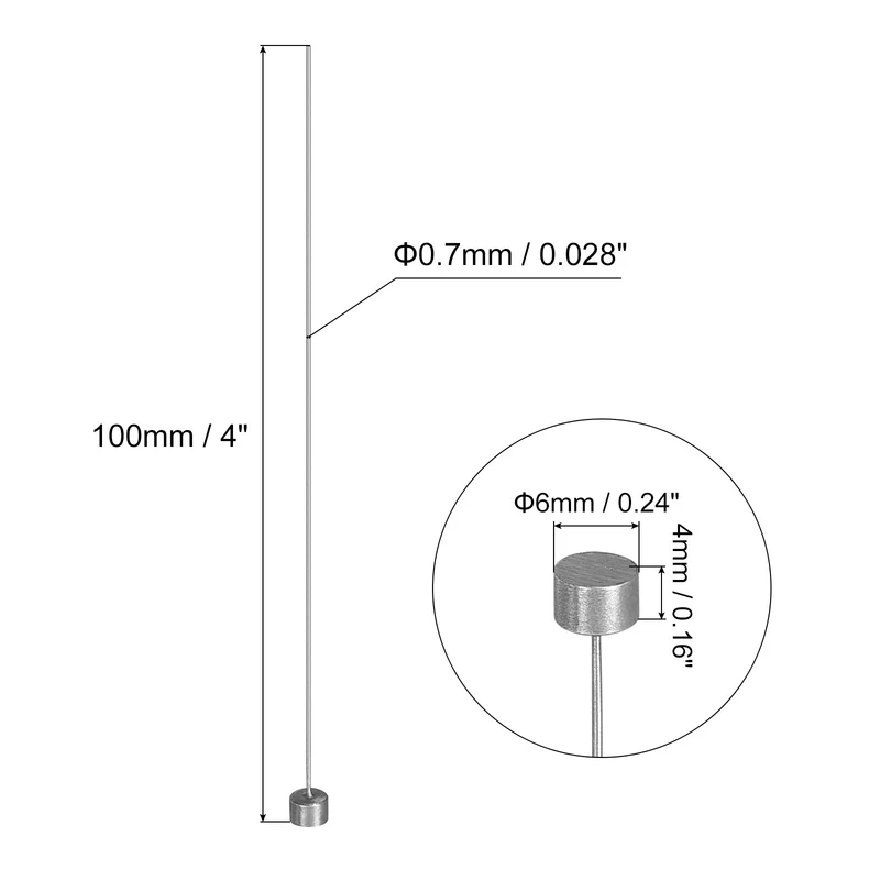 5Pcs Straight Ejector Pins, 0.7mm (0.028") Dia. SKD61 Round Tip Punch 100mm (4") Long for Mechanical Maintenance