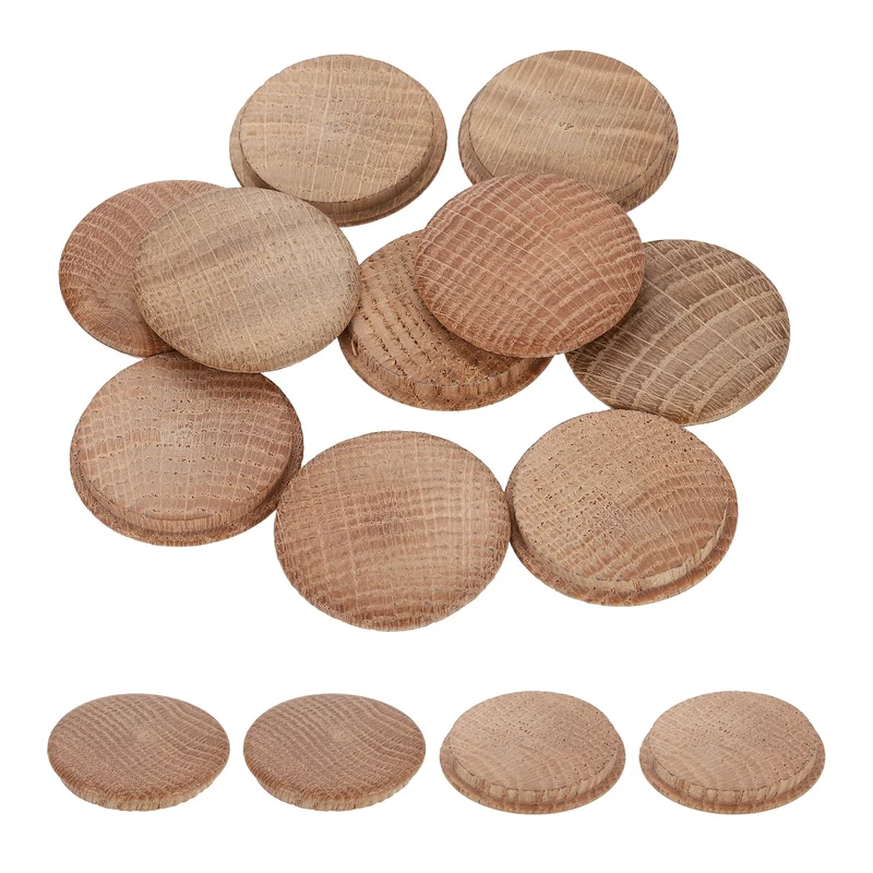 20Pcs Wood Button Plugs 38mm/1.5" Oak Hardwood Screw Hole Plug for Furniture