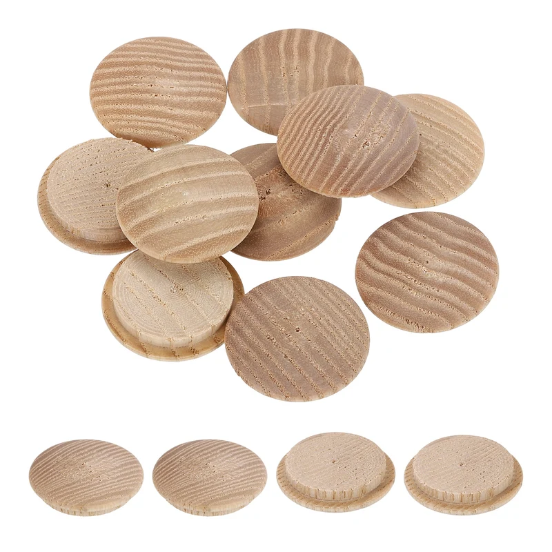 20Pcs Wood Button Plugs, 25mm/0.98" Ash Hardwood Screw Hole Plug for Furniture