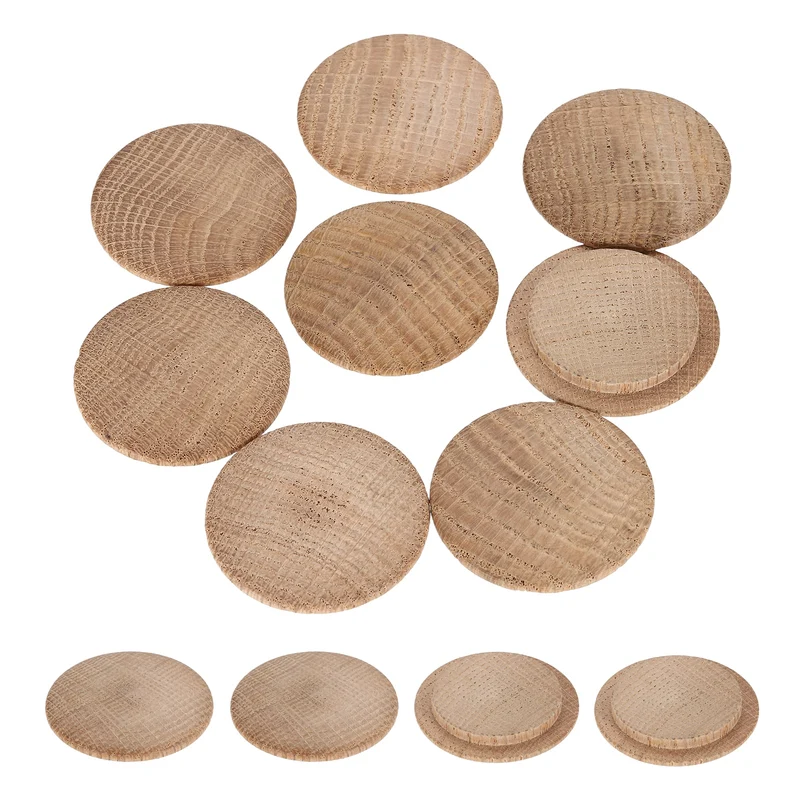 20Pcs Wood Button Plugs, 35mm/1.38" Oak Hardwood Screw Hole Plugs for Furniture
