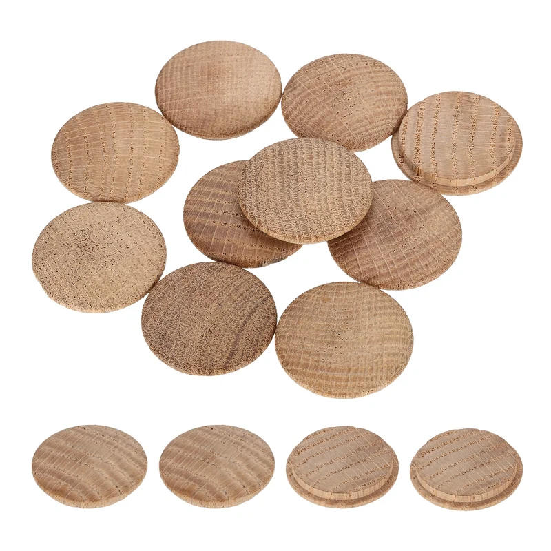 20Pcs Wood Button Plugs, 35mm/1.38" Oak Hardwood Screw Hole Plug for Furniture