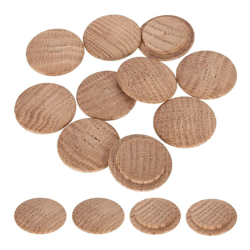 20Pcs Wood Button Plugs, 30mm/1.18" Oak Hardwood Screw Hole Plugs for Furniture
