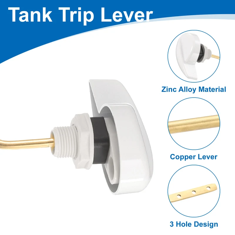 Side Mount Universal Toilet Handle Replacement, 2408 White