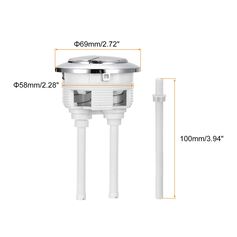 Toilet Tank Button Dual Push Flushing Toilet Replacement Button for 58mm Hole