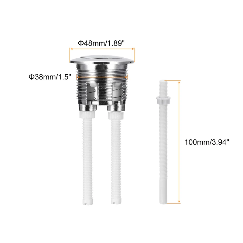 Toilet Tank Button Dual Push Flushing Toilet Replacement Button for 38mm Hole