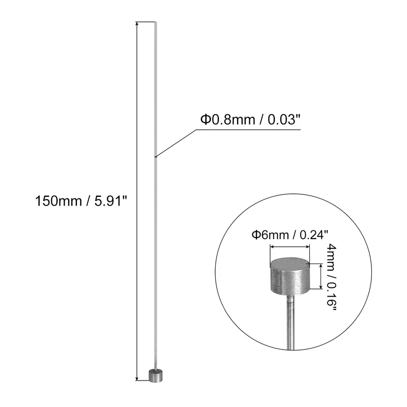 Straight Ejector Pins, 0.8mm Dia 65Mn Steel Round Tip Punch 150 Long 8Pcs
